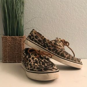 Leopard print Sperry Top Siders 7.5